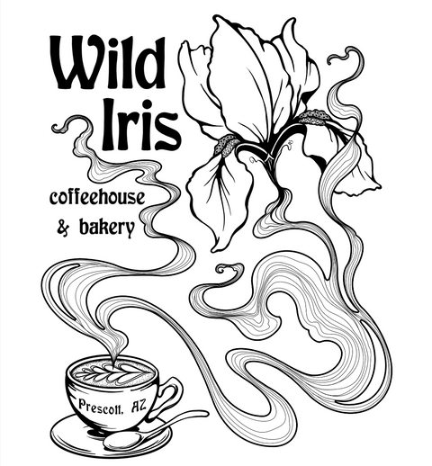 Coffee Cup & Iris Flower_Wild Iris Coffeehouse_Unisex Pullover Sweatshirt